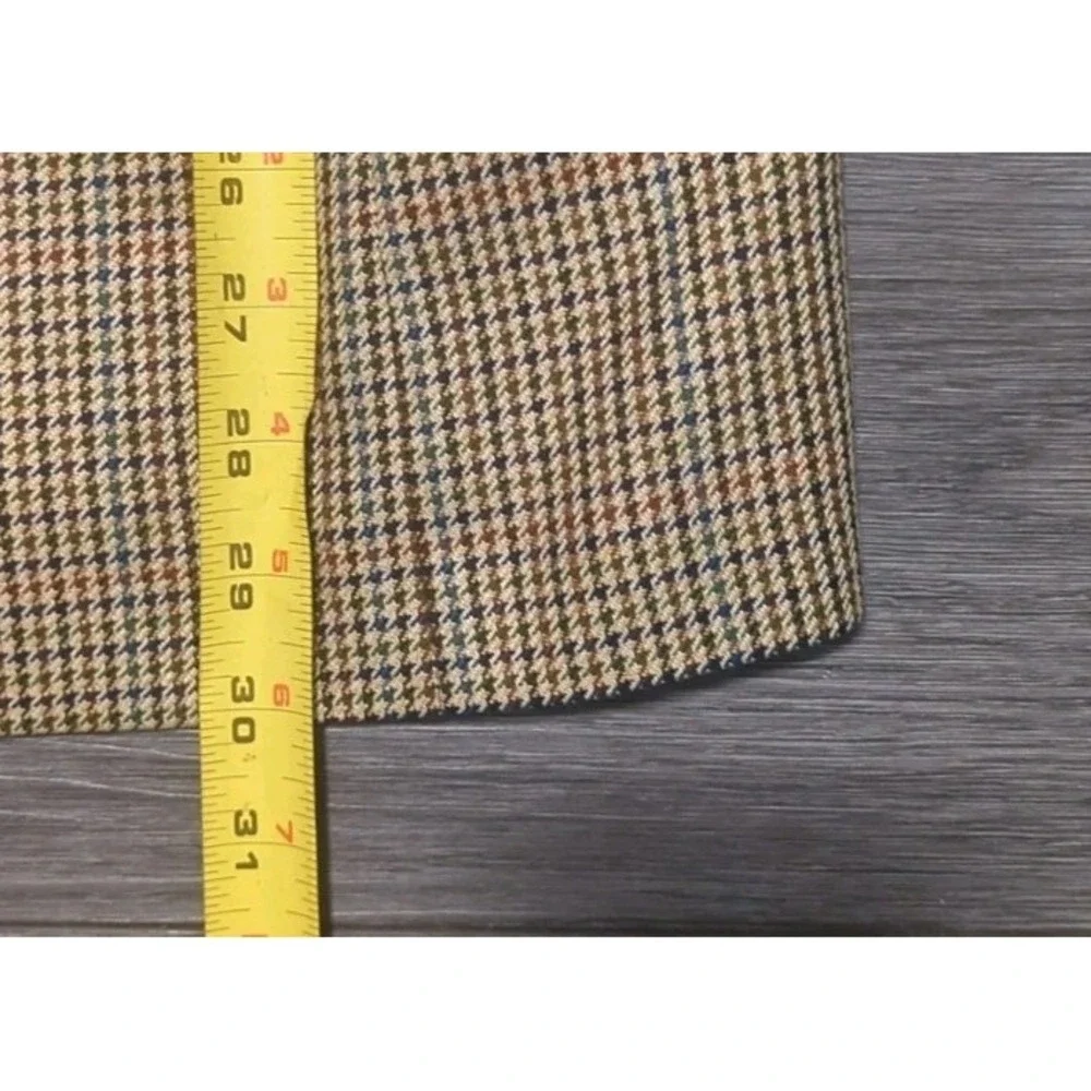 Lands End 46R Mens Silk Wool Plaid Blazer Sport Coat Jacket Gold Houndstooth